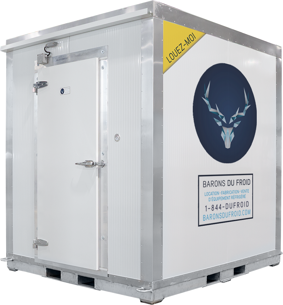 Chambre froide commerciale en acier dans un entrepôt